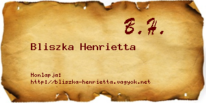 Bliszka Henrietta névjegykártya